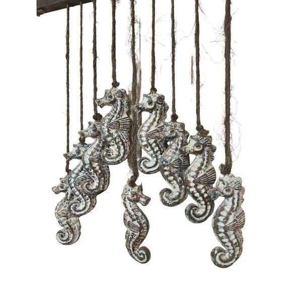 Vintage 70s Seahorse Decor Wind Chimes Clay - Picture 4 of 4